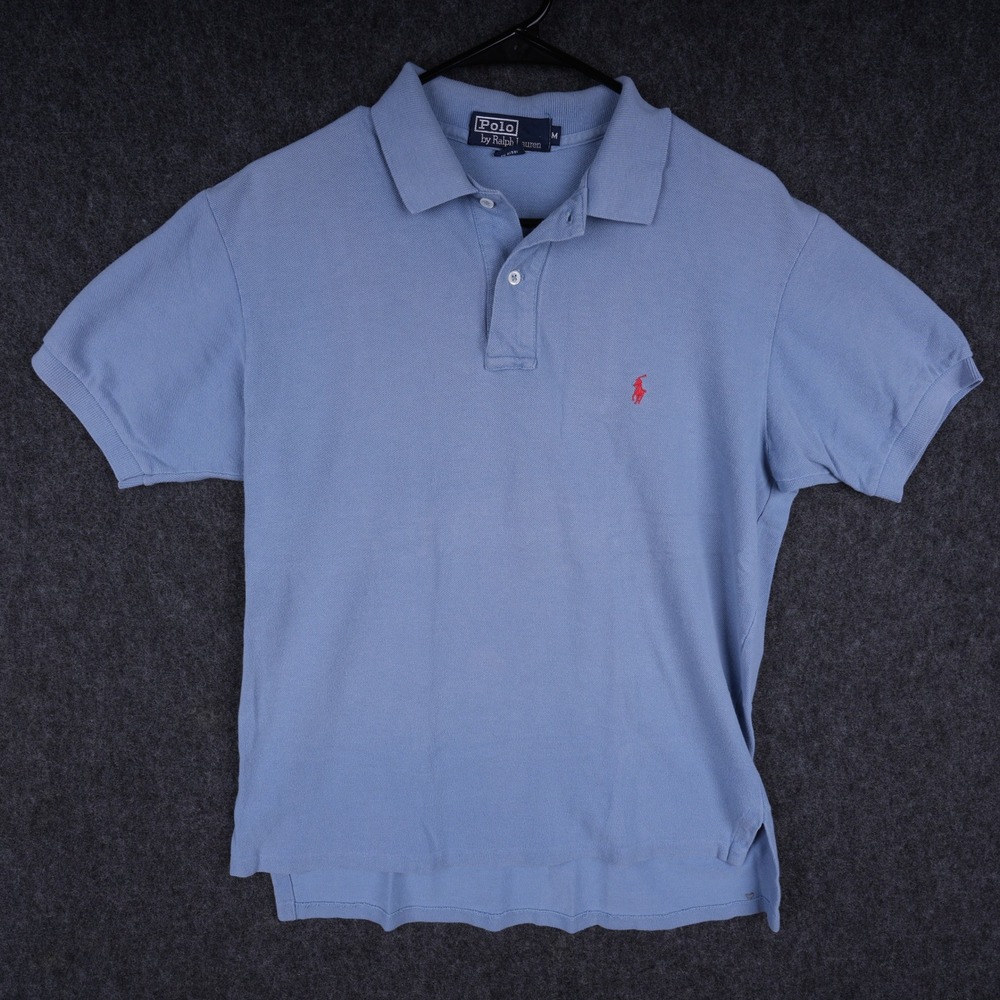 Vintage Polo Ralph Lauren Polo Shirt Mens M Blue Excellent Made in USA Pony